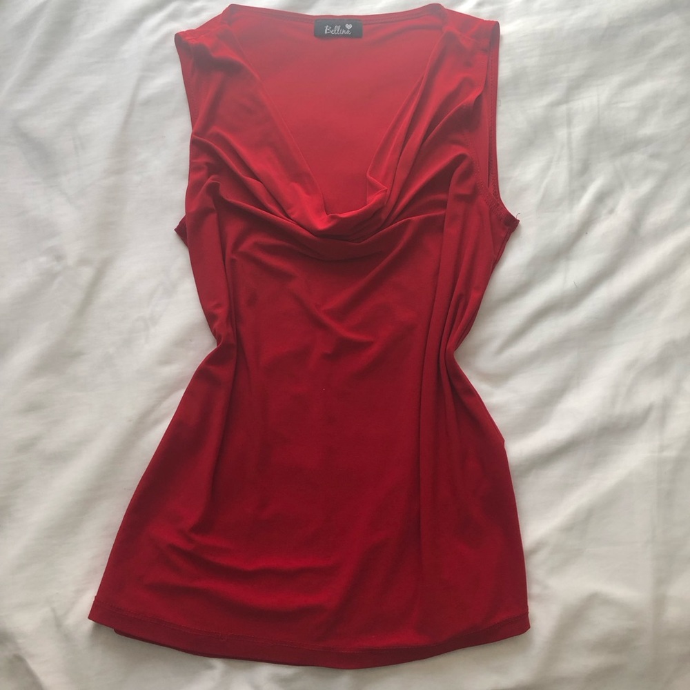 Y2K Red Cowl Neck Top